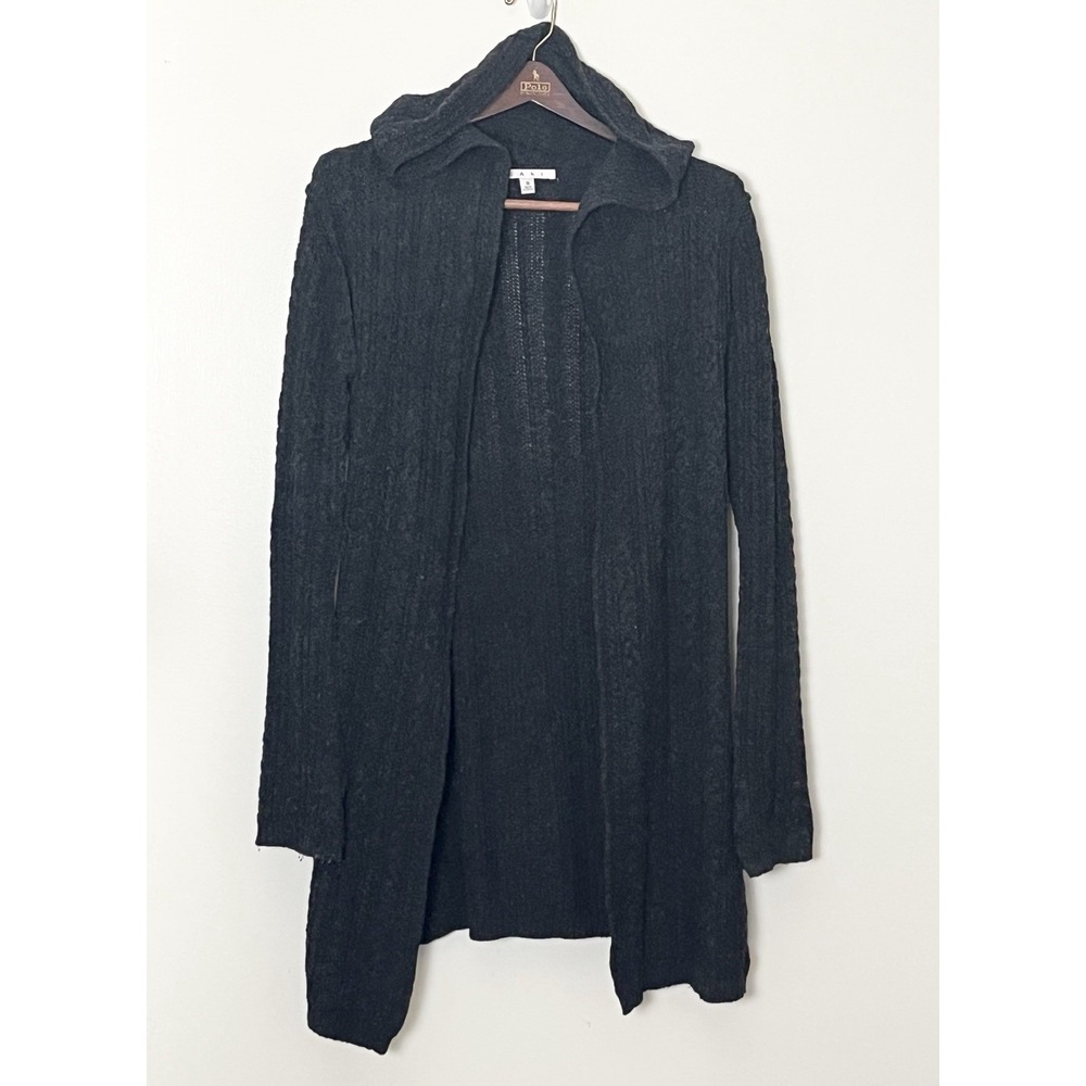 Cabi Hooded Cardigan Sweater Women's Small Gray Knit Open Witchy Dark Academia